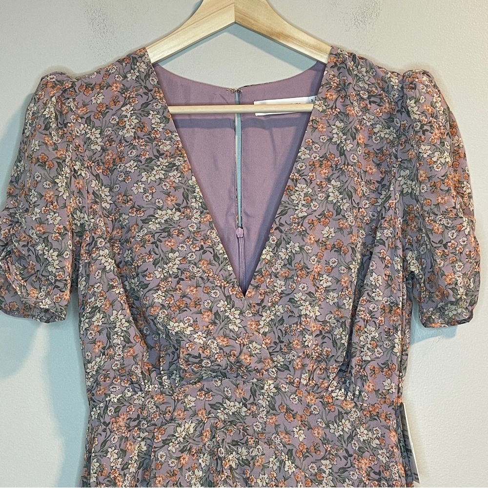 FLORET STUDIOS Tiered Ruffle Midi Dress in Lavender Multi Medium - Picture 6 of 11